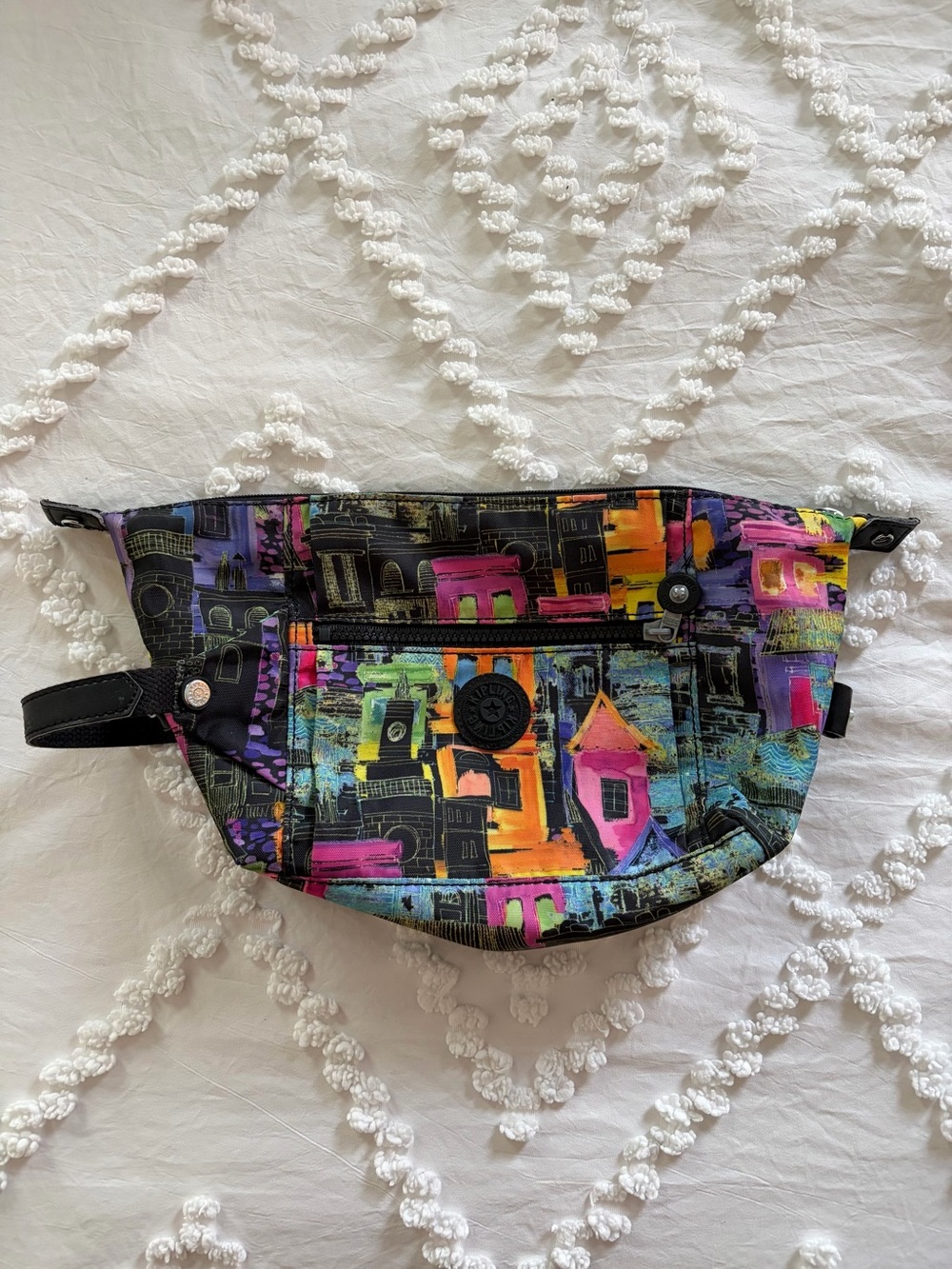 Kipling Multicolor Cityscape Print Zip Bag - Good Condition - Limited Edition